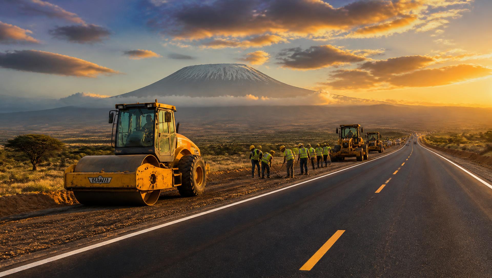 Highway construction works in progress